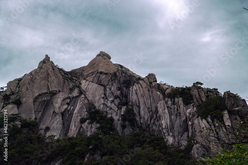 Baekweondae (peak) in Bukhansan national park, Seoul, Korea photo