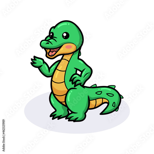 Cute little crocodile cartoon standing © frescostudio
