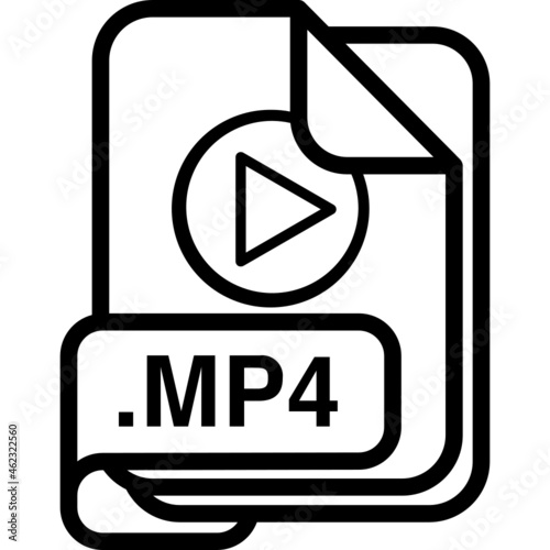 mp4 file line icon photo
