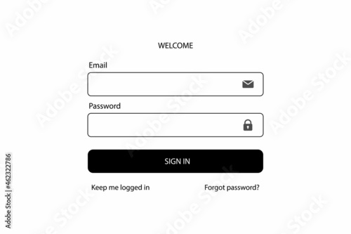 Login form to your personal account on the site. Account vector.