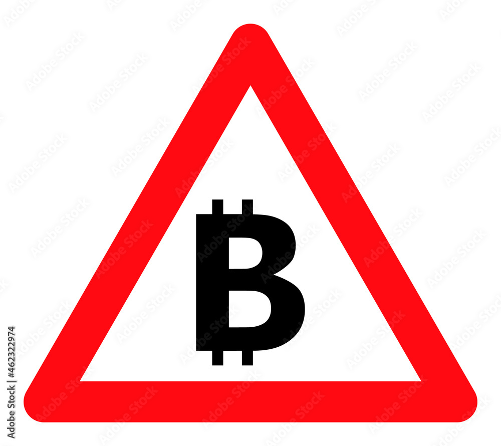 Bitcoin warning vector illustration. A flat illustration design used for bitcoin warning icon, on a white background. Bitcoin warning vector illustration. A flat illustration design used for bitcoin warning icon, on a white background.