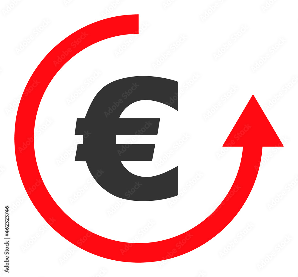 Euro refund vector icon. A flat illustration design used for euro refund icon, on a white background. Euro refund vector icon. A flat illustration design used for euro refund icon, on a white background.