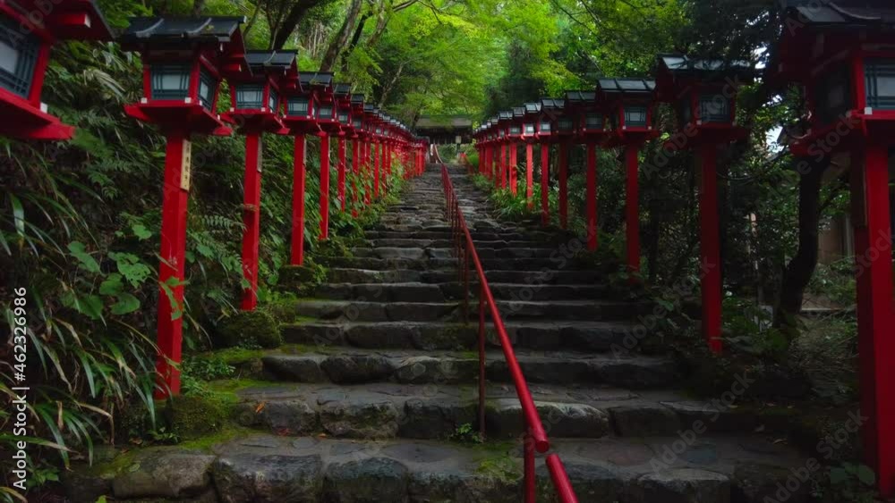 Kyoto,Japan - October 7, 2021: Stone steps at Kifune Shrine
Kyoto,Japan - October 7, 2021: Stone steps at Kifune Shrine