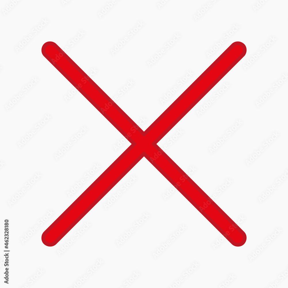 Red cross icon. Simple flat sign. Mark symbol. Isolated drawing