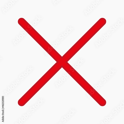 Red cross icon. Simple flat sign. Mark symbol. Isolated drawing. Business concept. Vector illustration. Stock image. EPS 10.