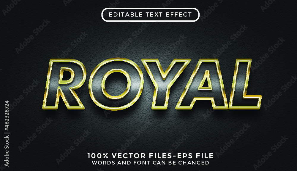 Royal text effect. editable text effect with gold style premium vectors