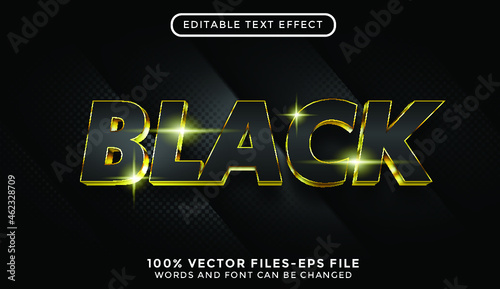 Black text effect. editable text effect with gold style premium vectors
