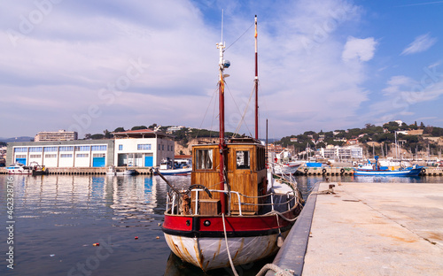 Boats in the marina and fishing port of the coast of Barcelona