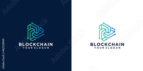 technology geometric blockchain logo design inspiration