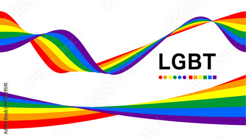 LGBTの象徴である虹色6色で構成された美しいリボンアートのデザインです フレーム 壁紙 ベクター
