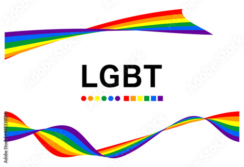 LGBTの象徴である虹色6色で構成された美しいリボンアートのデザインです フレーム 壁紙 ベクター Beautiful ribbon art design in six colors of the rainbow, a symbol of LGBT. Frame. Wallpapers. Vector. ©  みやもとかずみ