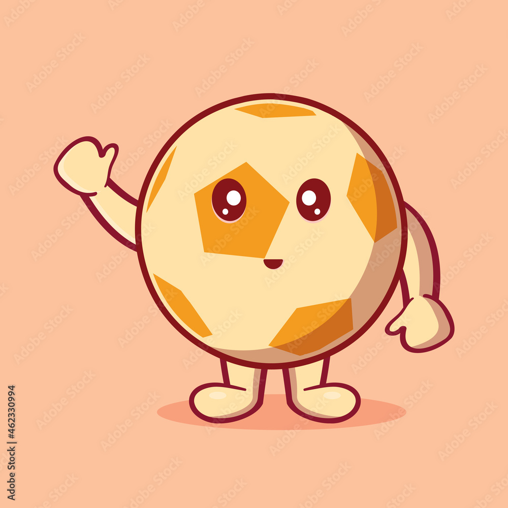 Fototapeta premium cute soccer ball mascot smile isolated cartoon in flat style