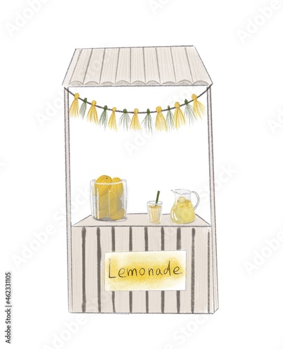 Illustration of lemonade stall counters. Illustration for decor and design. 