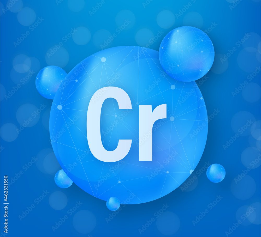 Mineral Cr Chromium blue shining pill capsule icon. Substance For Beauty. Chromium Mineral Complex. Mineral Cr Chromium blue shining pill capsule icon. Substance For Beauty. Chromium Mineral Complex.