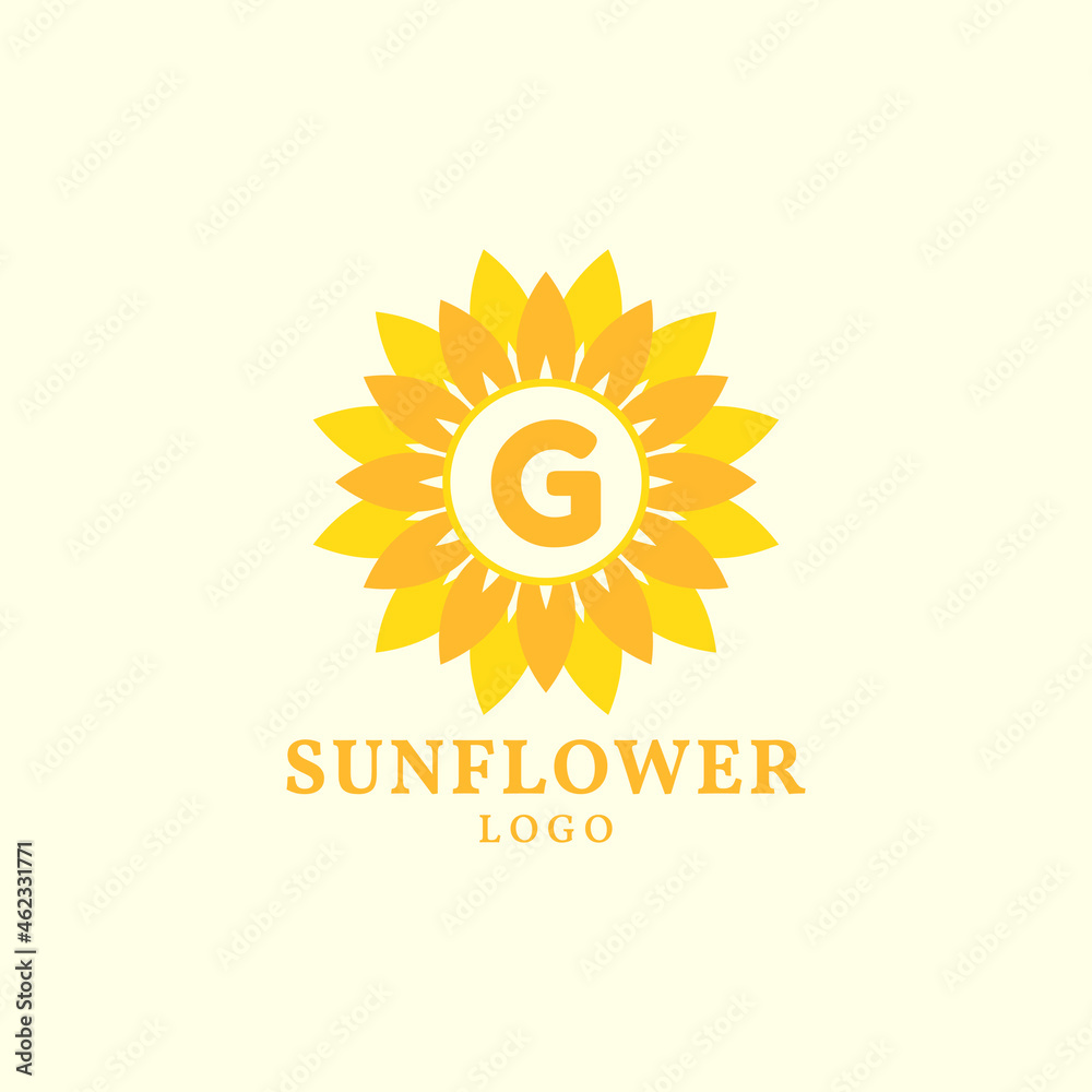 Fototapeta premium letter G sunflower warm and charming vector logo design
