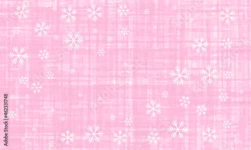雪の結晶をあしらったピンクの壁紙