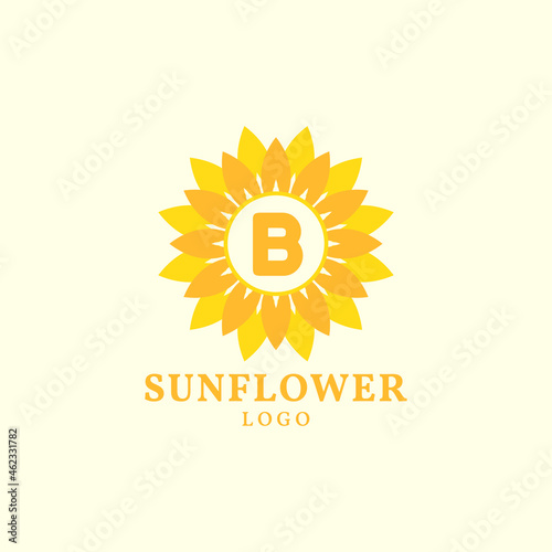 letter B sunflower warm and charming vector logo design