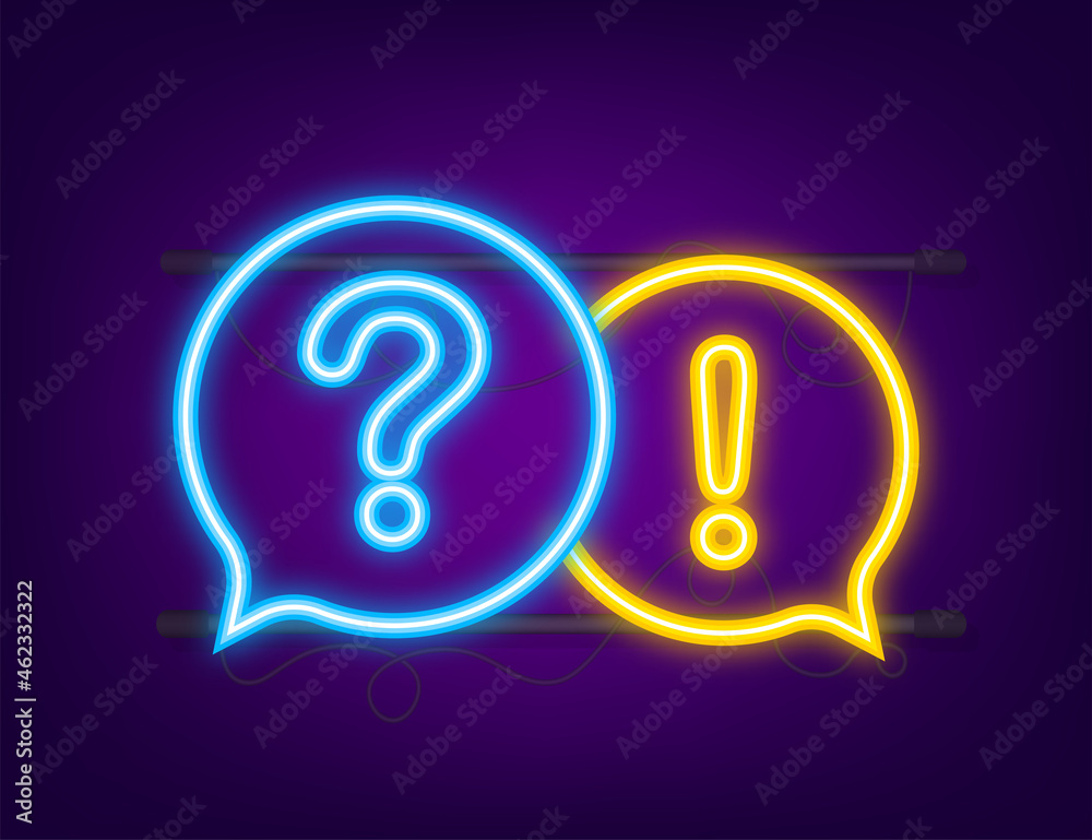 Question and Answer banner. Neon icon. Megaphone banner. Web design ...