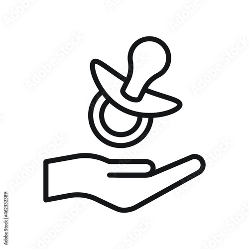 Hand holding baby pacifier icon design vector illustration