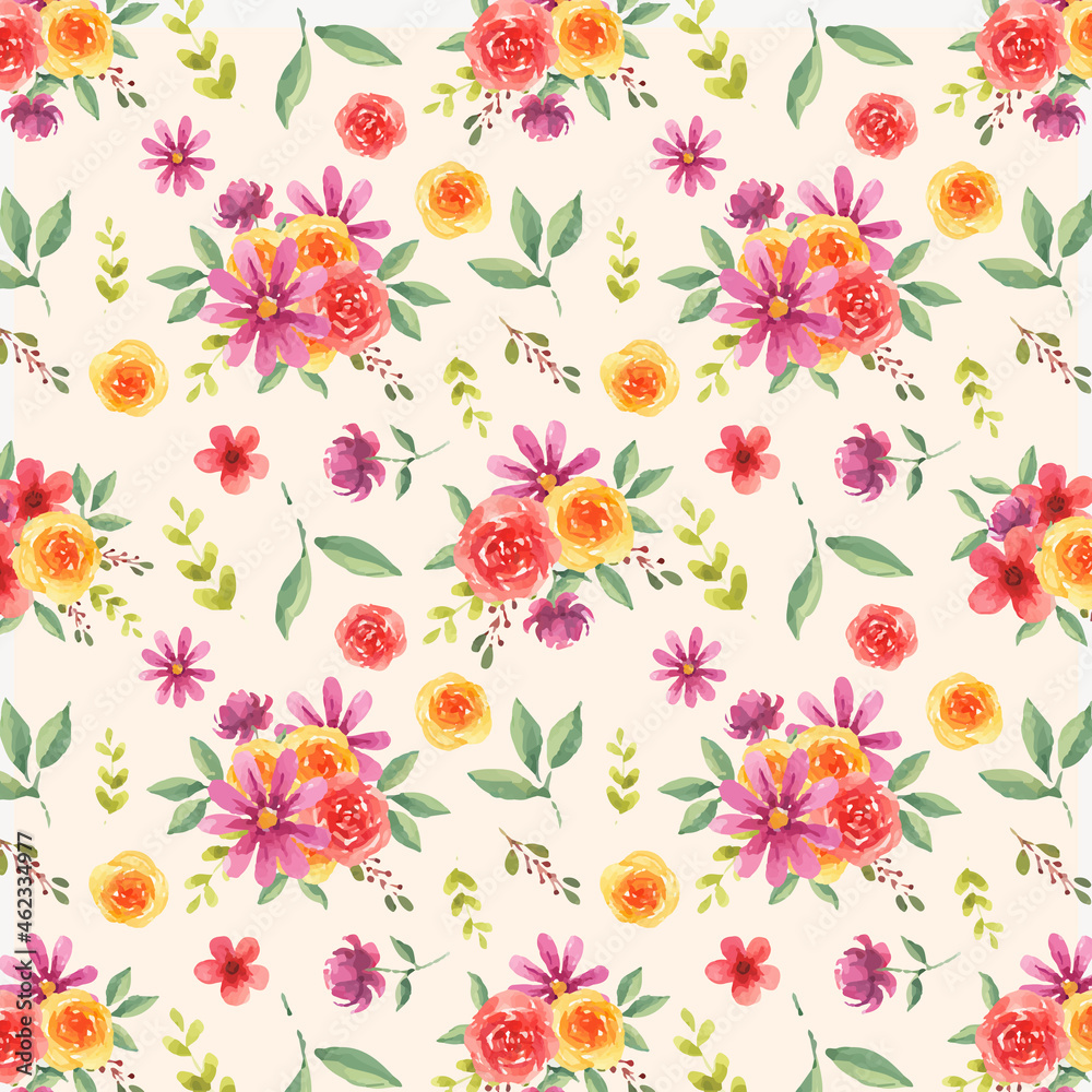 Watercolor seamless pattern for spring and summer surface