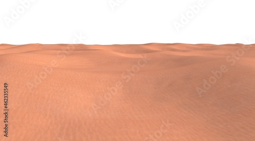 Sand dunes in the desert Isolated on white background 3d illustration