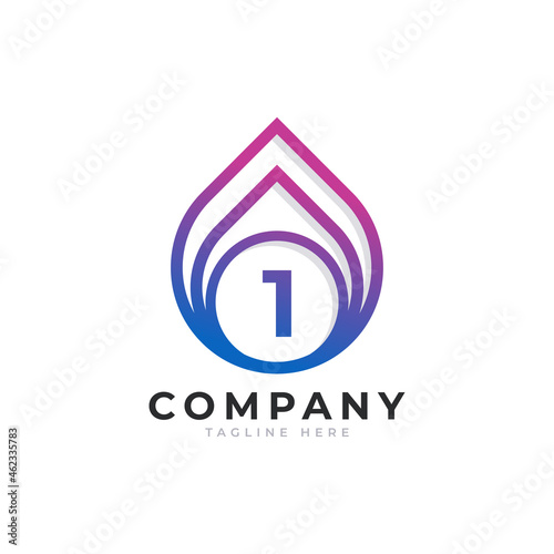 Initial Number 1 with Oil and Gas Logo Design Inspiration