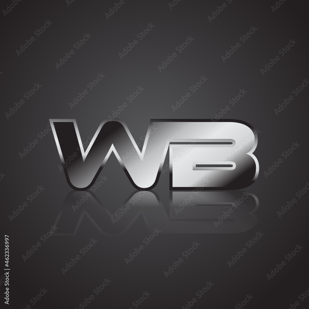 Simple Modern Initial Logo Vector Silver Metallic chrome WB Simple Modern Initial Logo Vector Silver Metallic chrome WB