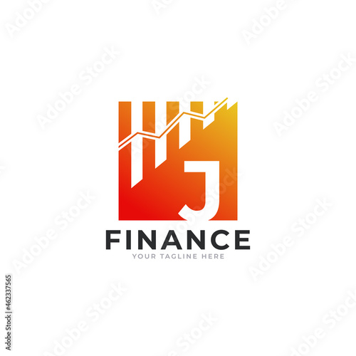 Initial Letter J Chart Bar Finance Logo Design Inspiration
