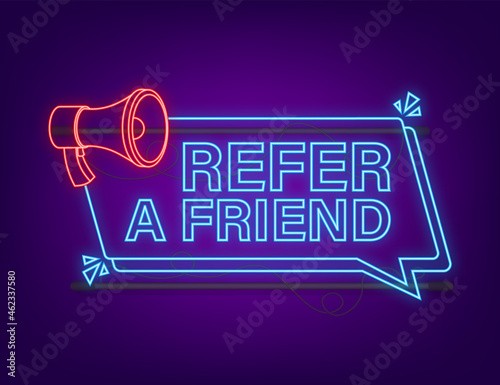 Refer a friend neon icon. Business success. Neon icon. Vector stock illustration