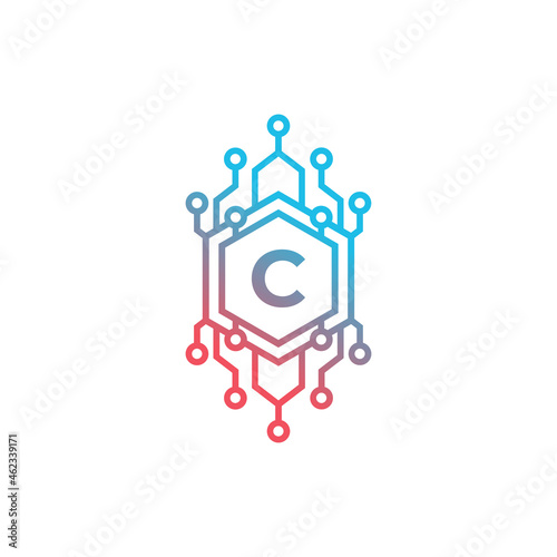 Technology Initial Letter C Logo Design Template Element.
