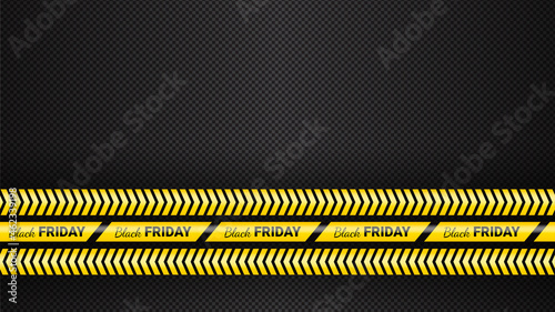 Black Friday warning tapes, ribbobs. Template for black Friday sale. Background with danger tapes, police ribbon sign variation. Vector illustration.