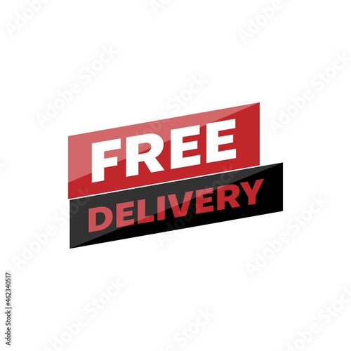 red and black free delivery banner design with glossy