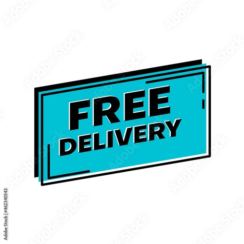 blue flat line free delivery banner sign
