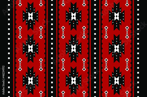 Geometric ethnic oriental seamless pattern traditional Design for background,carpet,wallpaper.clothing,wrapping,Batik fabric,Vector illustration.embroidery style - Sadu, sadou, sadow or sado
