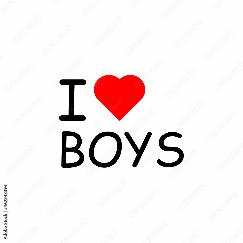 I love boys typography, font, sign, vector love icon logo
