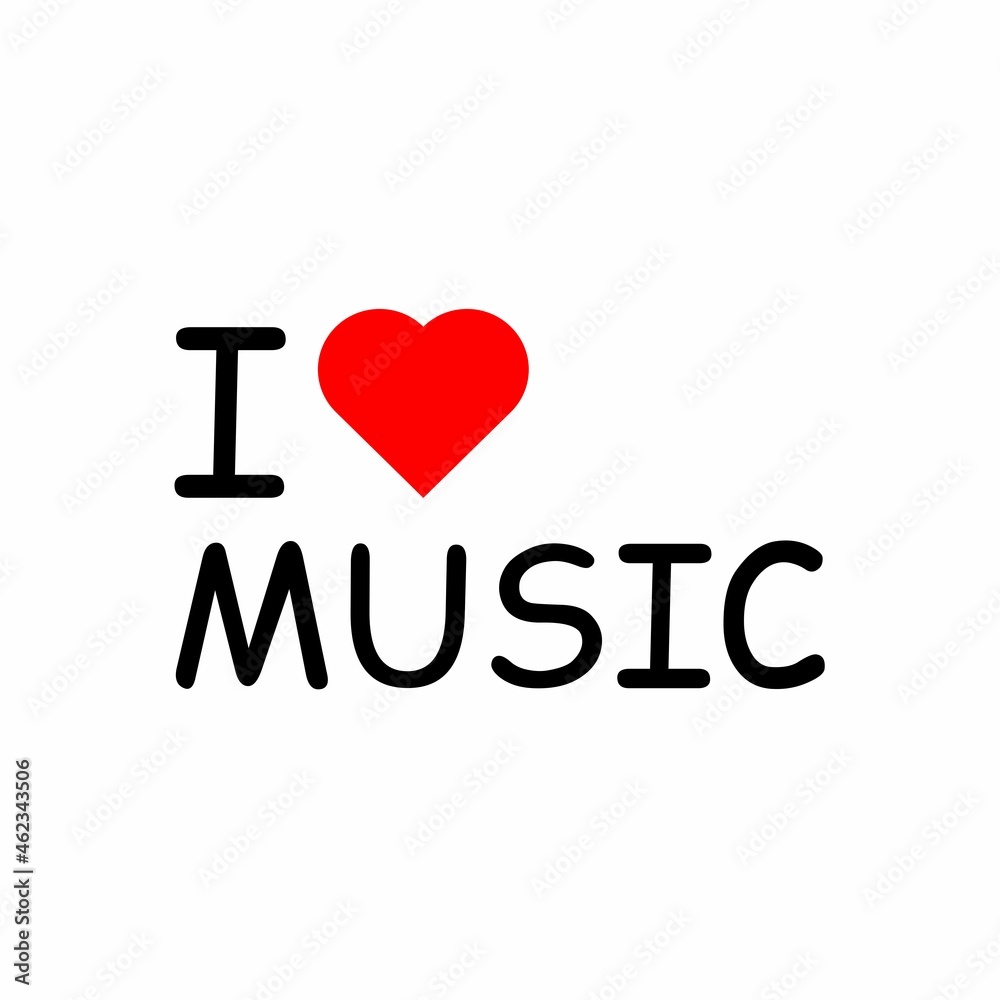 I love music typography, font, sign, vector love icon logo
