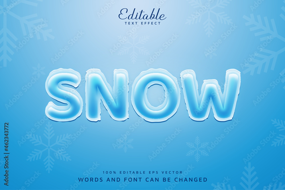 Naklejka premium Realistic Snow Text Effect Editable Eps Vector