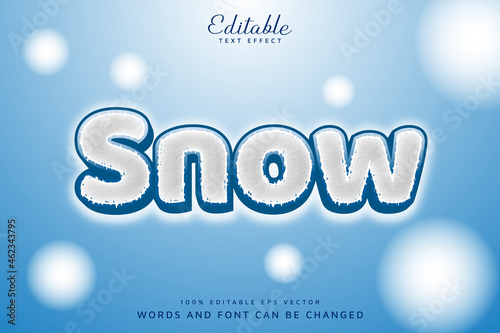 Snow 3D Text Effect Editable Eps Vector