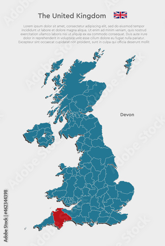 Vector map United Kingdom and region county Devon