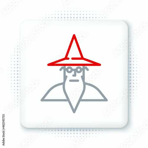Line Wizard warlock icon isolated on white background. Colorful outline concept. Vector