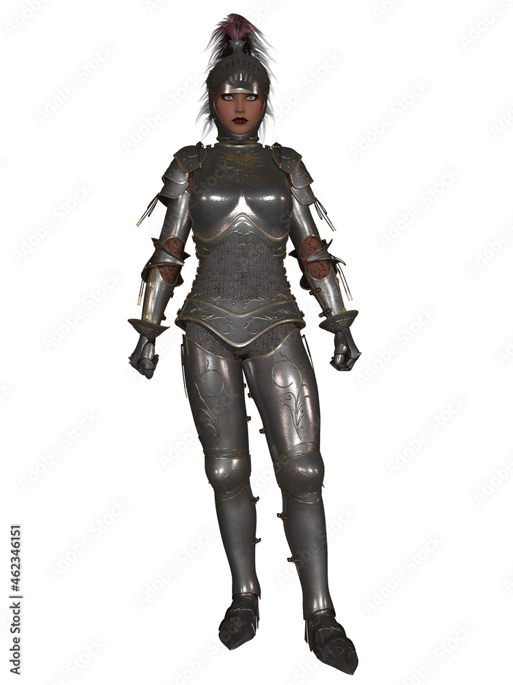 3d illustration of a woman in historical armor