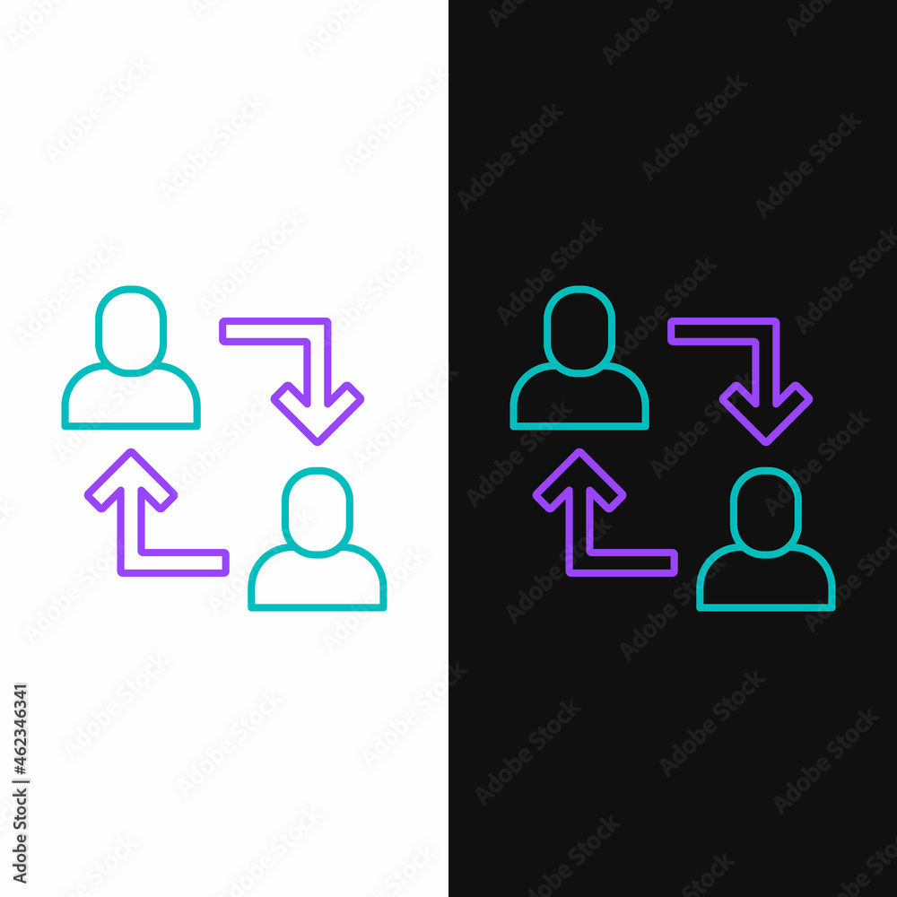 Line Project team base icon isolated on white and black background. Business analysis and planning, consulting, team work, project management. Colorful outline concept. Vector Line Project team base icon isolated on white and black background. Business analysis and planning, consulting, team work, project management. Colorful outline concept. Vector