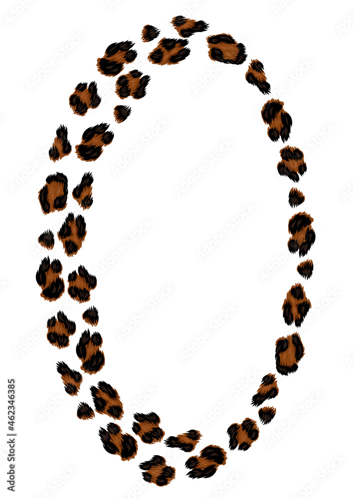 Frame with decorative leopard print. Animal stylized ornament, fur texture. Frame with decorative leopard print. Animal stylized ornament, fur texture.
