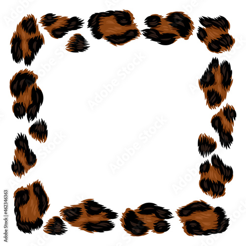Frame with decorative leopard print. Animal stylized ornament, fur texture.
