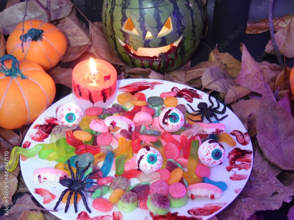 Selective focus halloween gloomy treat or trick. Selective focus halloween gloomy treat or trick.