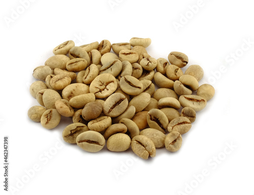 Green Coffee Beans on white background