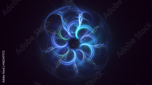 3D rendering abstract blue fractal light background