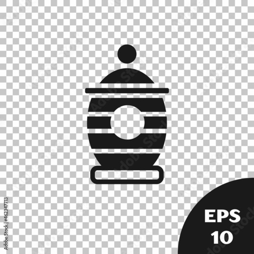 Black Funeral urn icon isolated on transparent background. Cremation and burial containers, columbarium vases, jars and pots with ashes. Vector
