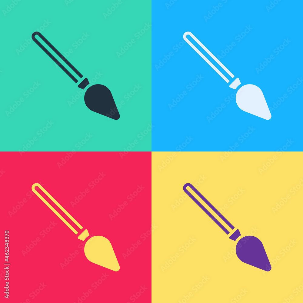 Pop art Handle broom icon isolated on color background. Cleaning service concept. Vector Pop art Handle broom icon isolated on color background. Cleaning service concept. Vector