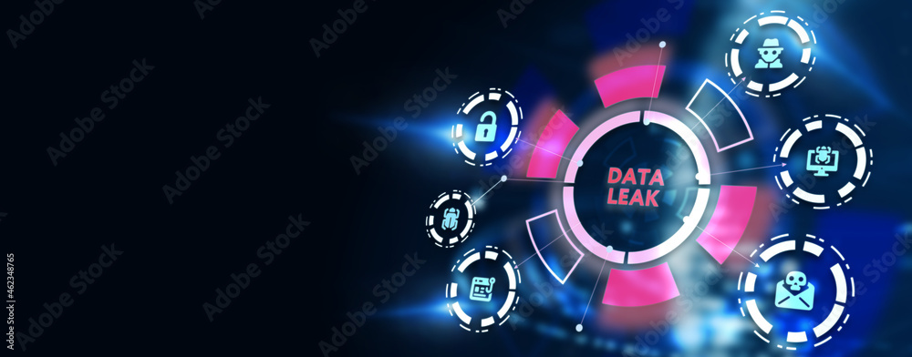 Cyber security data protection business technology privacy concept. 3d illustration. Data leak